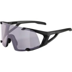 Alpina Hawkeye Q-Lite V Glasses - Black Matt/Quattroflex Lite Varioflex Purple