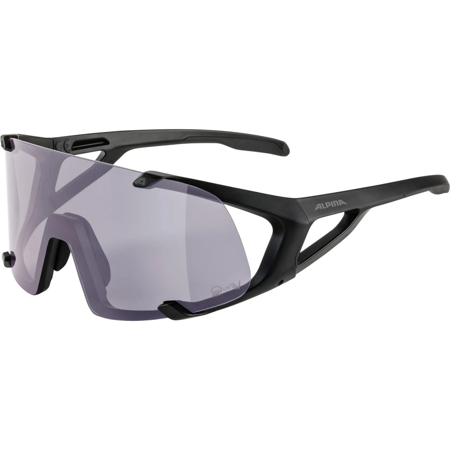 Alpina Hawkeye Q-Lite V Glasses - Black Matt/Quattroflex Lite Varioflex Purple 3 Alpina Hawkeye Q-Lite V Glasses - Black Matt/Quattroflex Lite Varioflex Purple
